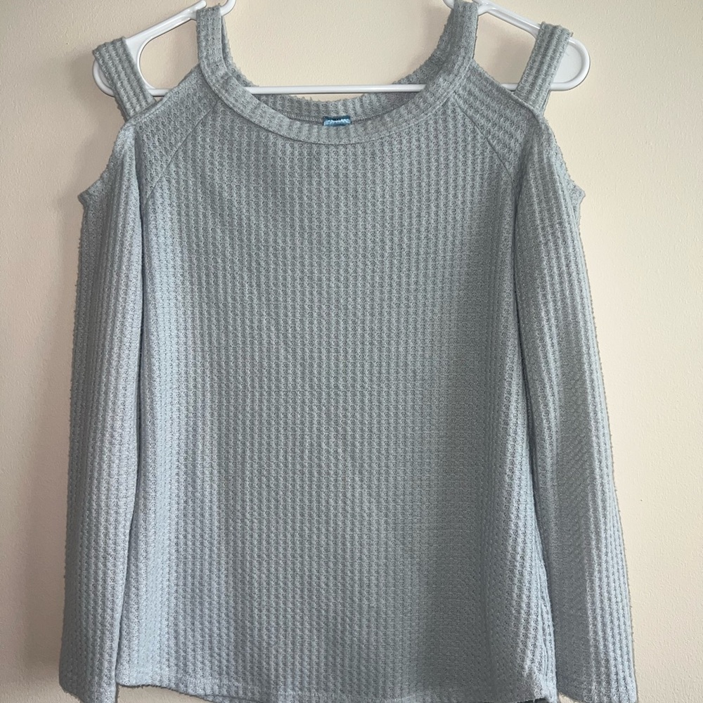 Women's Cold Shoulder Top - Light Gray
